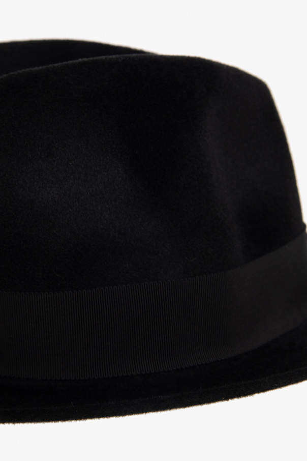 Black Fedora hat with grosgrain ribbon Ann Demeulemeester